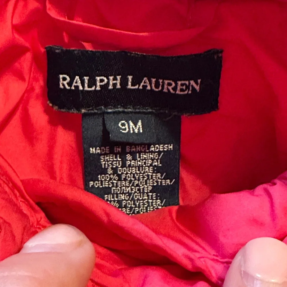 Ralph Lauren Kids Pink Quilted Barn Jacket Double Breasted Coat 9M 310135905